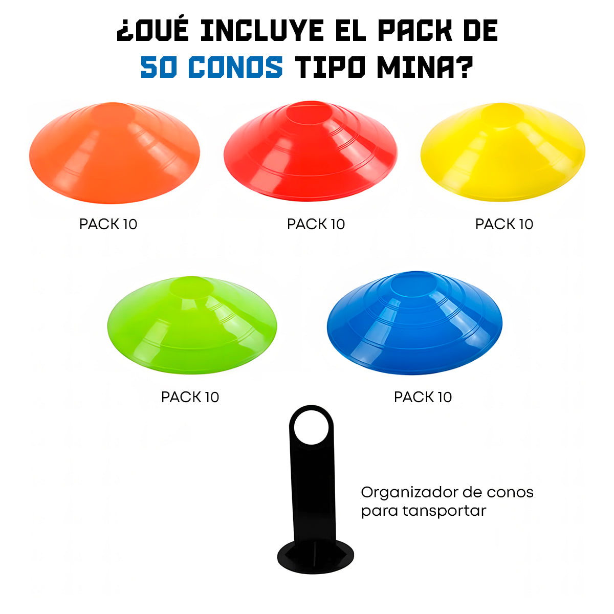 Conos tipo mina set de 50 + Organizador