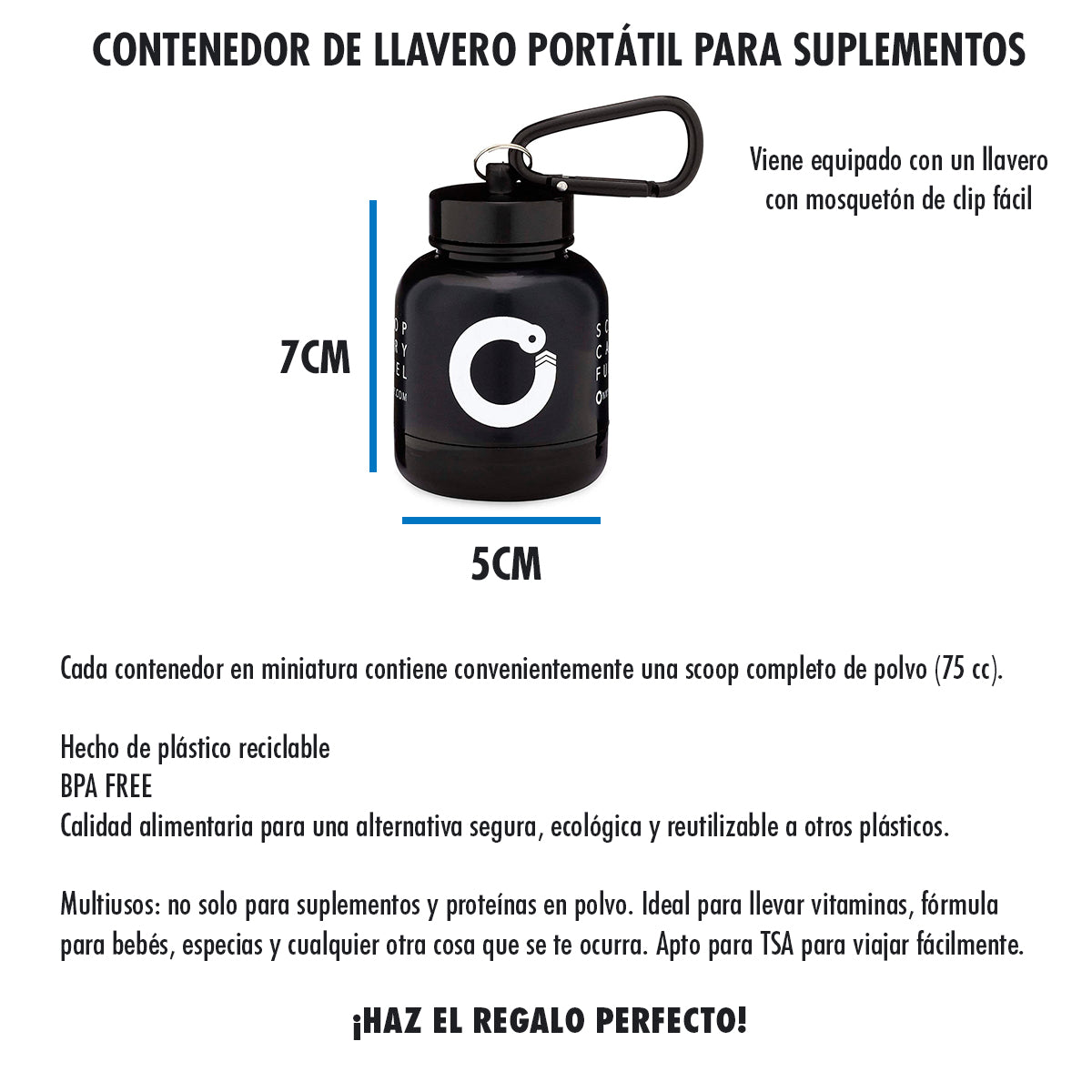 Contenedor Portatil Porta Proteina y Suplementos