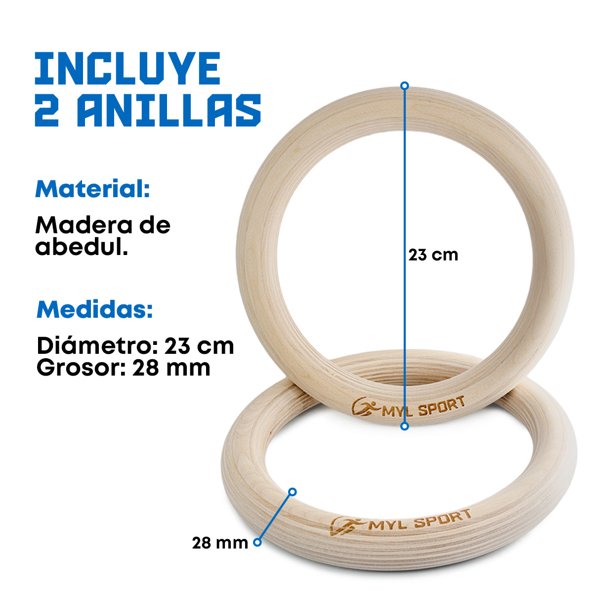 Set de anillas de madera - 28 mm